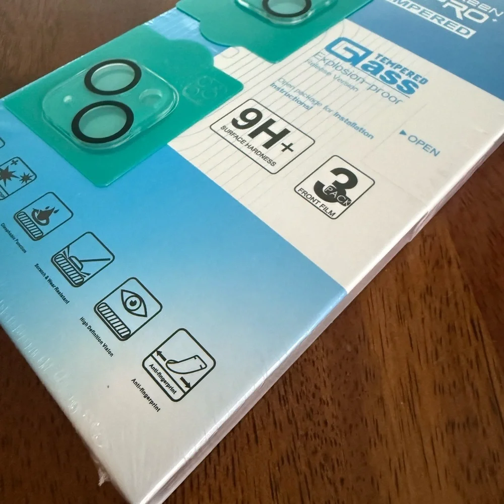 New 3 piece tempered glass screen protector and 2 camera screen protectors 6.1”